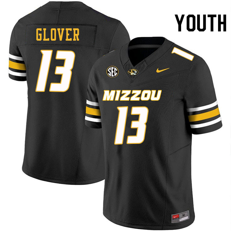 Youth #13 Aidan Glover Missouri Tigers College Football Jerseys Stitched-Black